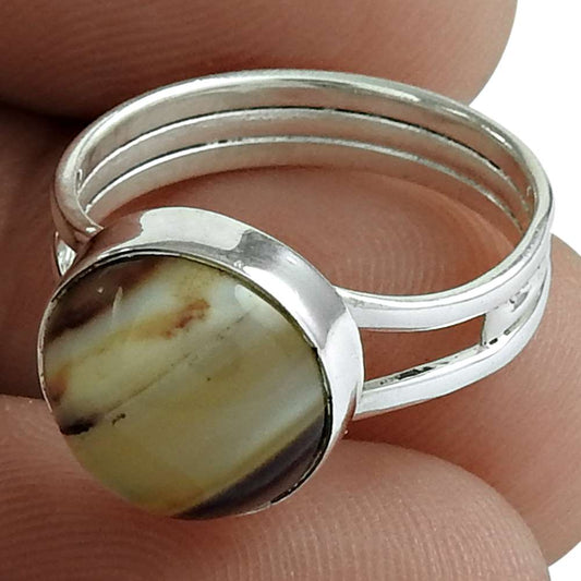 Natural Striped Onyx 925 Silver Cocktail Ethnic Ring Size 5.5 For Girls I1