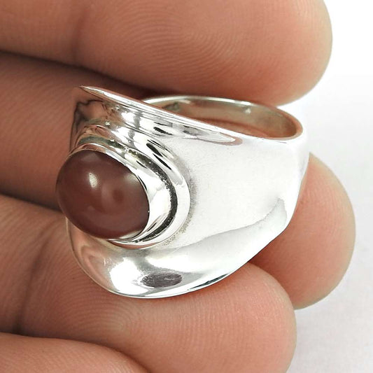 Woman Gift Natural Carnelian Cocktail Vintage Ring Size 7 925 Silver V37