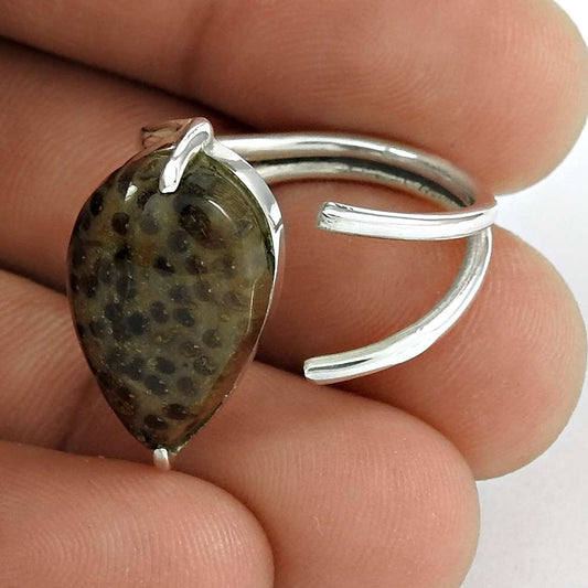 Natural Jasper Gemstone 925 Silver Cocktail Tribal Ring Size 7 For Girls S12