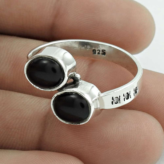 Natural Onyx Gemstone 925 Silver Solitaire Vintage Ring Size 8 For Girls Z13