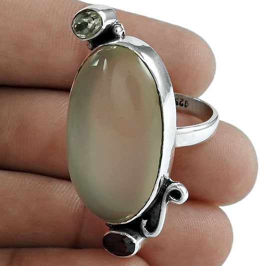 Woman Gift Statement Ring Size 8 925 Silver Natural Rose Quartz Gemstone F21