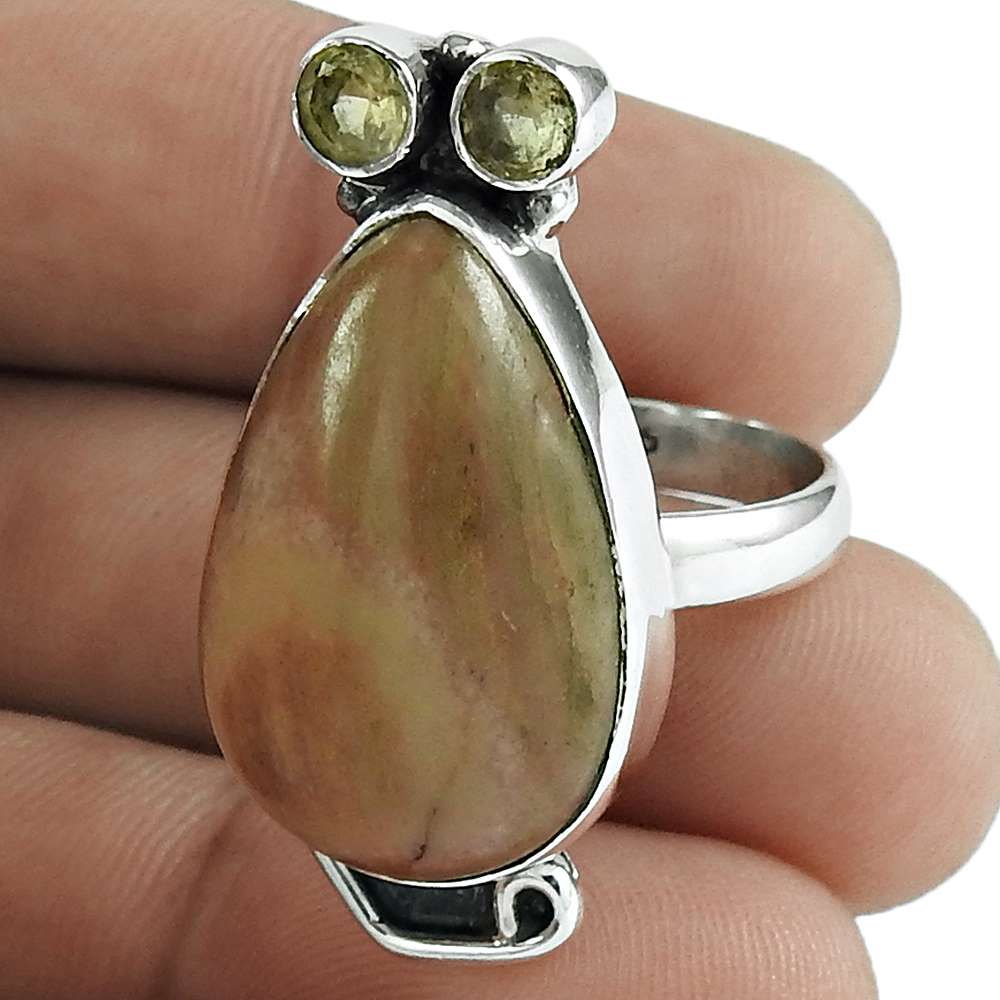Woman Gift Statement Ring Size 8 925 Silver Natural Rhodochrosite K21