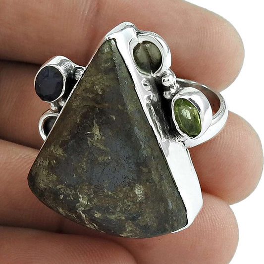 Natural Bronzite Gemstone Cocktail Bohemian Ring Size 7 925 Sterling Silver I8