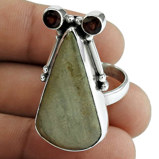 Woman Gift Natural Jasper Cocktail Boho Ring Size 7 925 Silver T18