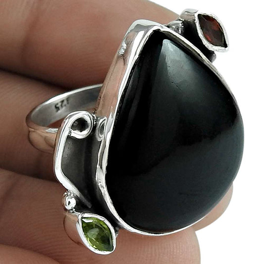 Woman Gift Statement Ring Size 8 925 Silver Natural Onyx Gemstone U18