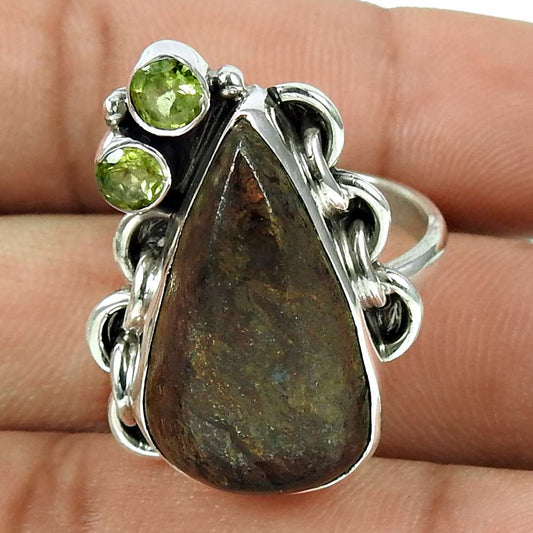 Woman Gift Cocktail Ring Size 8 925 Silver Natural Iron Tiger'S Eye C22