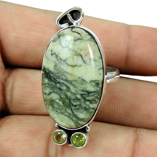 Woman Gift Cocktail Boho Ring Size 8 925 Silver Natural Jasper Gemstone G19