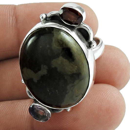 Natural Jasper Gemstone Statement Ring Size 7 925 Sterling Silver For Girls F20