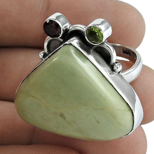 Natural Jasper Gemstone Cocktail Ring Size 8 925 Sterling Silver For Girls M20