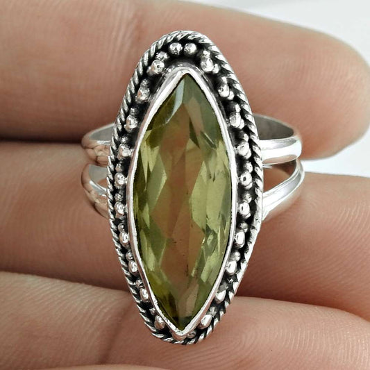 Christmas Gift Statement Ring Size 9 925 Silver Natural Lemon Quartz L14