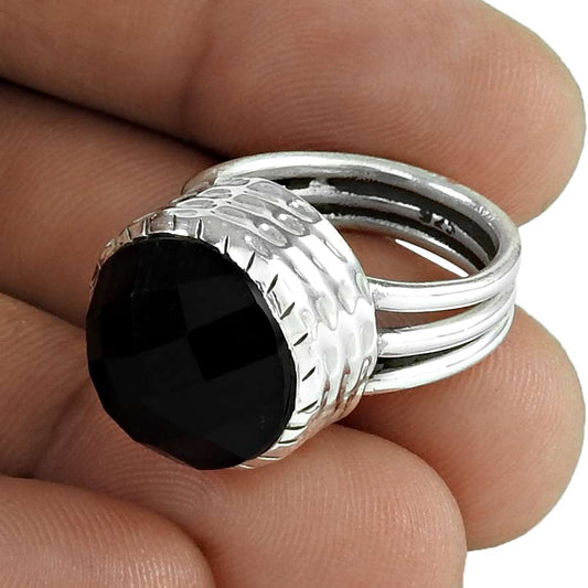 Woman Gift 925 Silver Natural Smoky Quartz Cocktail Ring Size 6 H21