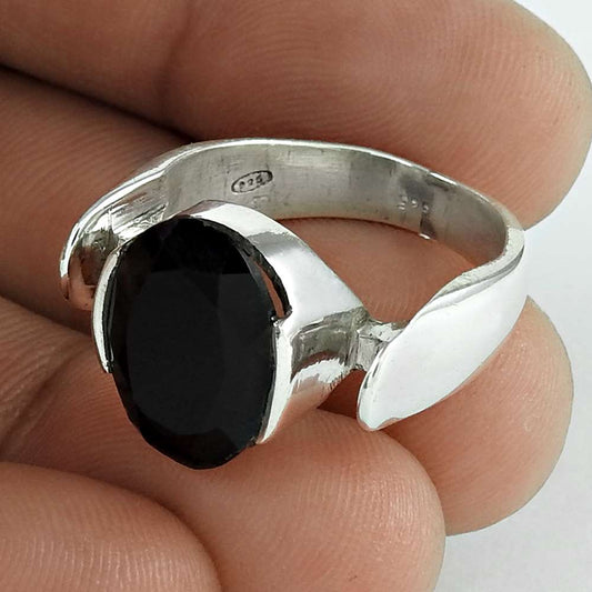 Woman Gift Natural Onyx Gemstone Cocktail Ring Size 7 925 Silver L21