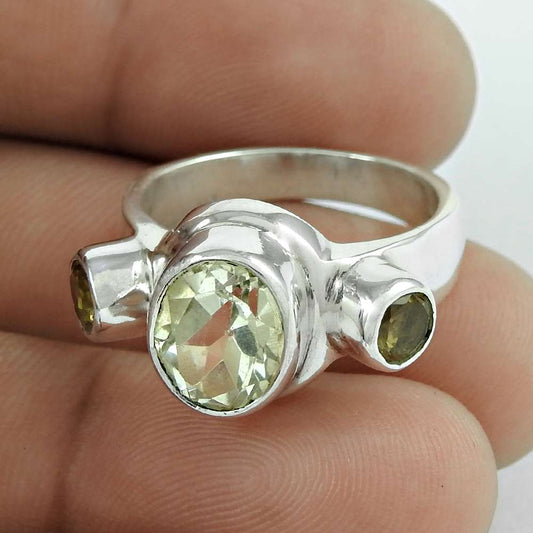 Natural Citrine Gemstone Statement Ring Size 8 925 Sterling Silver Jewelry V21