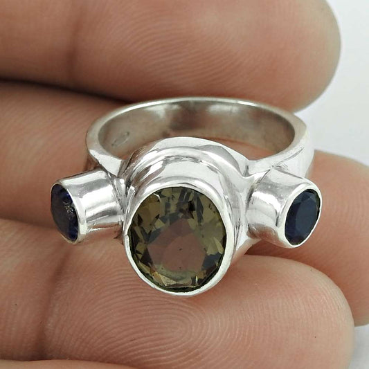 Woman Gift Natural Smoky Quartz Gemstone Ring Size 6 925 Sterling Silver G25