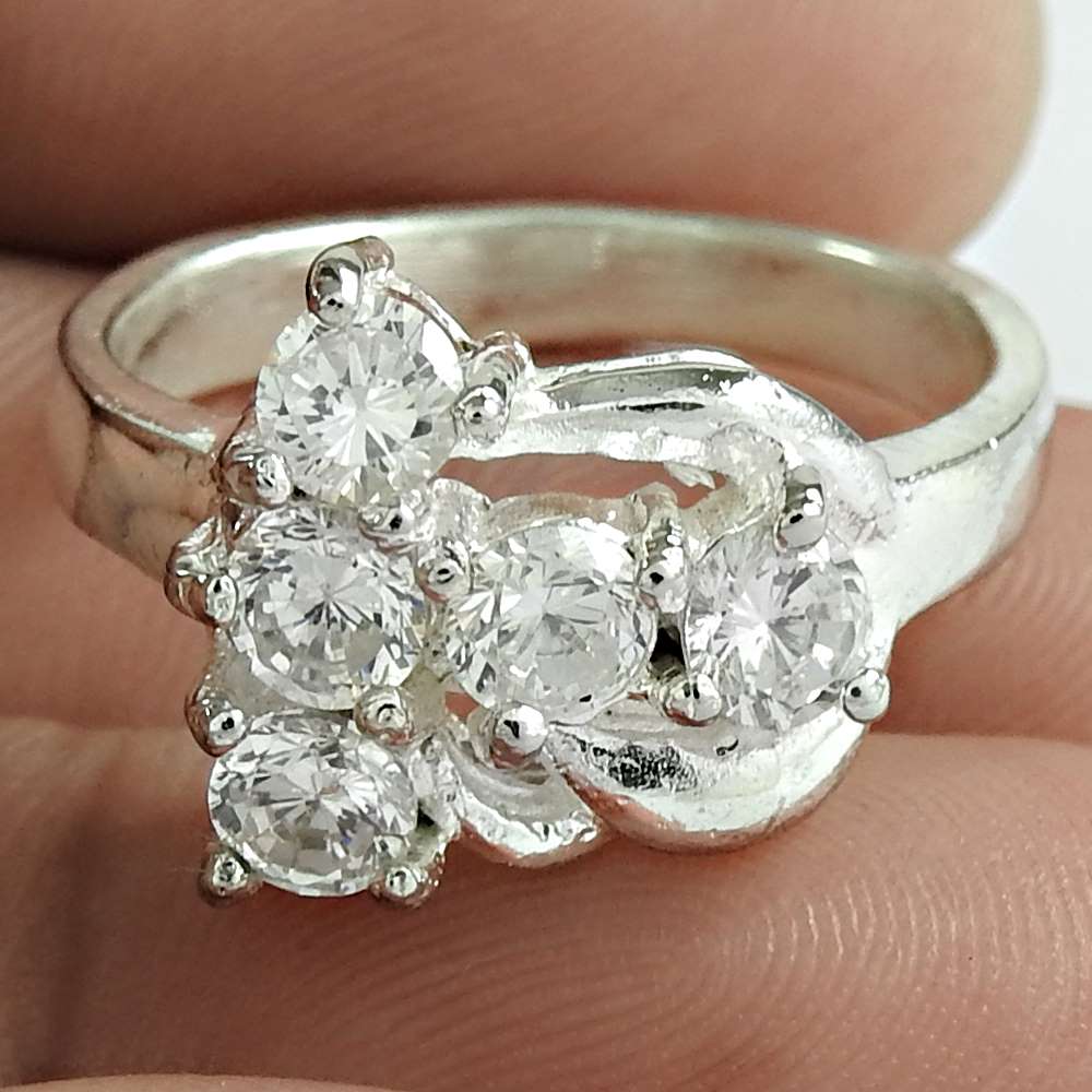 Christmas Gift Natural Cubic Zirconia Cocktail Ring Size 7 925 Silver F31