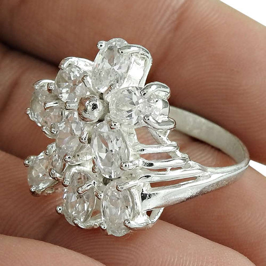 Christmas Gift Cubic Zirconia Gemstone 925 Silver Solitaire Ring Size 7 K31