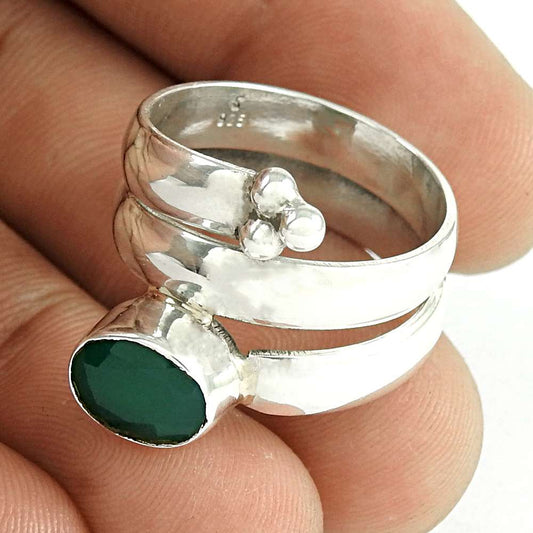 Woman Gift Cocktail Ring Size 9 925 Silver Natural Onyx Gemstone E22