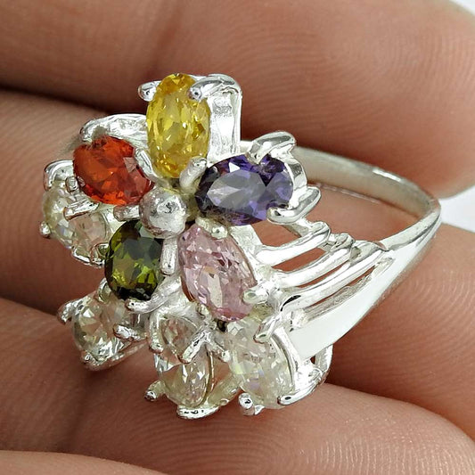 Christmas Gift Cubic Zirconia Gemstone 925 Silver Statement Ring Size 5.5 L31