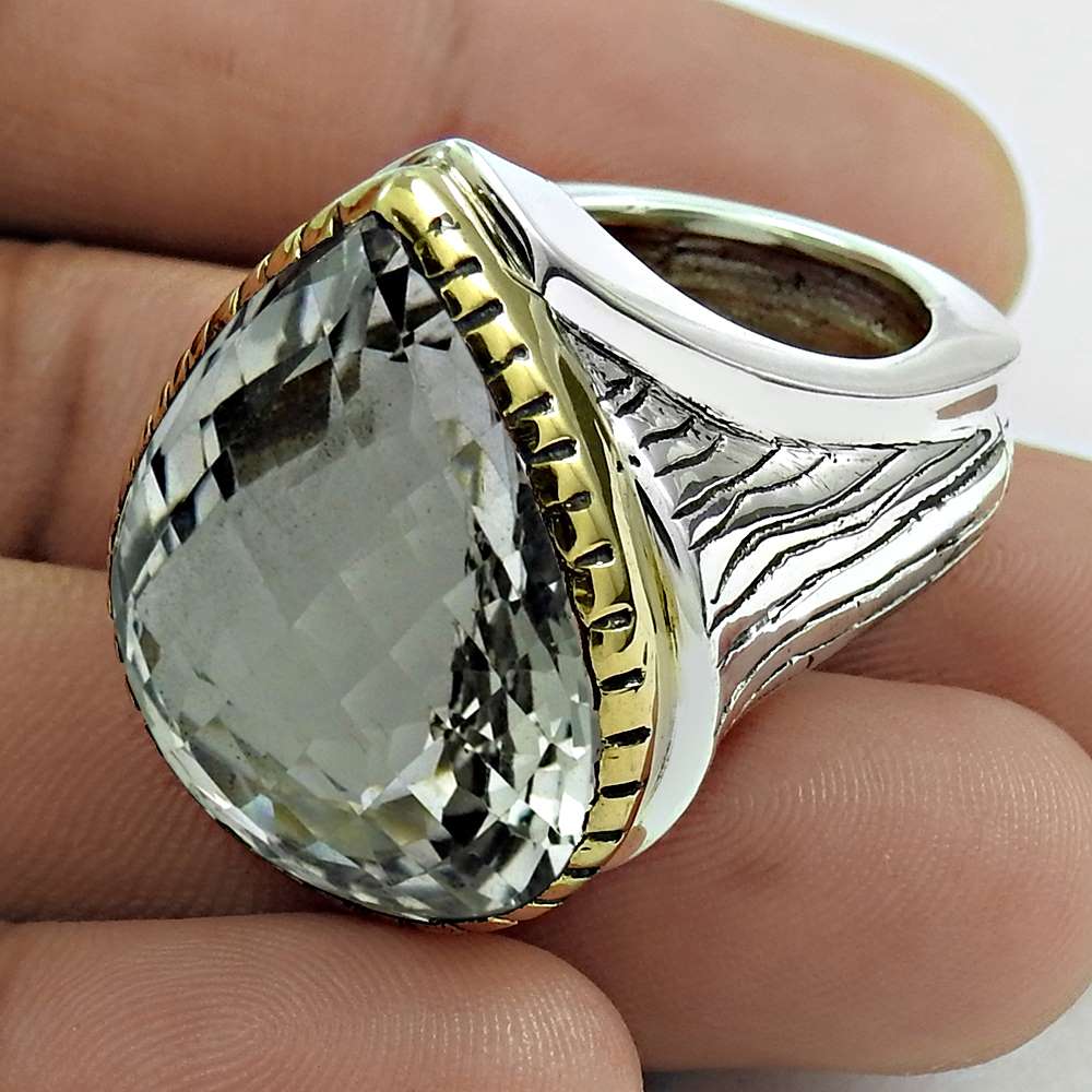 Christmas Gift 925 Silver Natural Crystal Gemstone Cocktail Ring Size 7 P10