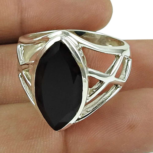 Handy Black Onyx Gemstone Ring Sterling Silver Fashion Jewellery