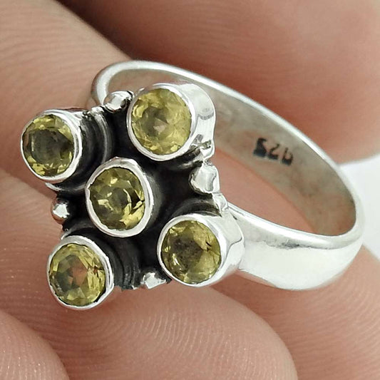 Christmas Gift Natural Citrine Gemstone Ring Size 8 925 Sterling Silver F20