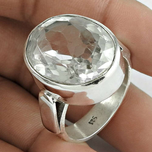 Wedding Gift For Her 925 Silver Natural Crystal Statement Ethnic Ring Size 14 K4