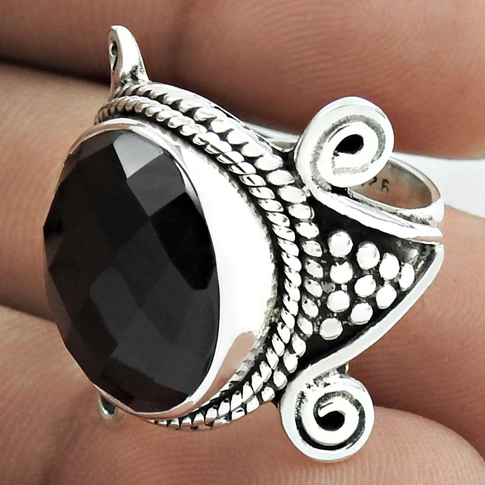 Christmas Gift Onyx Gemstone Statement Ring Size 6 925 Sterling Silver K32