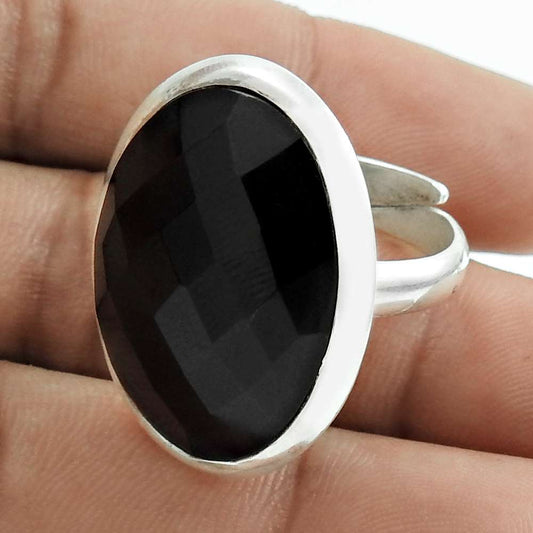 Christmas Gift Onyx Gemstone Ring Size 7 925 Sterling Silver Jewelry M32