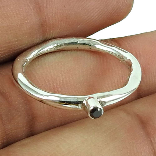 Amusable Black CZ Gemstone Ring 925 Sterling Silver Jewellery
