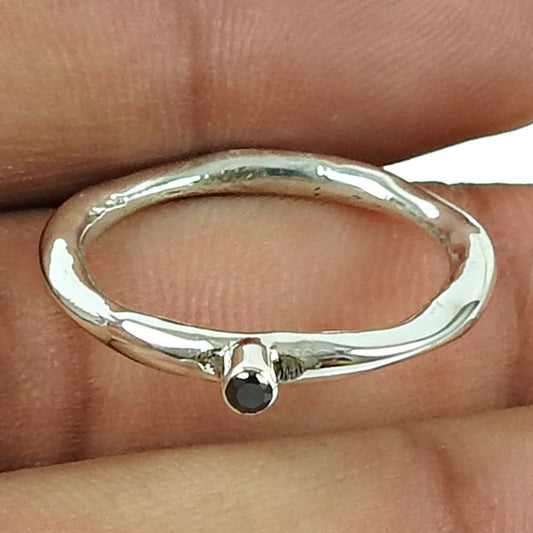 Fashion Black CZ Gemstone Ring 925 Sterling Silver Antique Jewellery