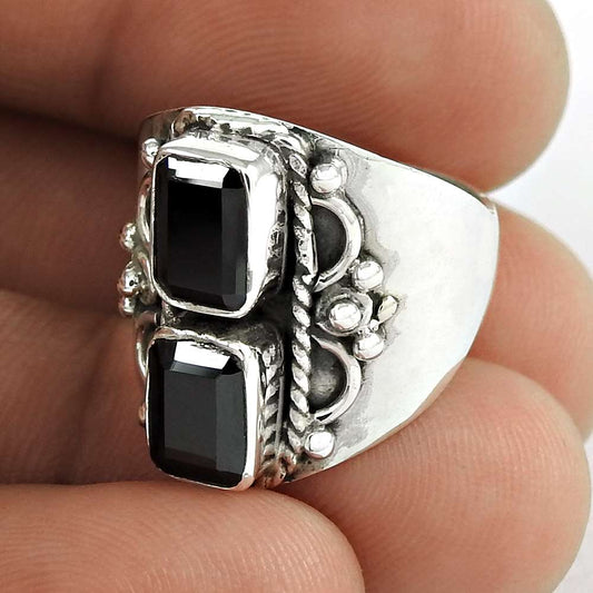 Woman Gift 925 Silver Natural Cubic Zirconia Statement Ring Size 5.5 T46