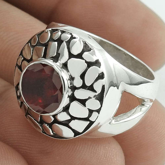 Wedding Gift For Her 925 Silver Natural Garnet Cocktail Bohemian Ring Size 8 T5