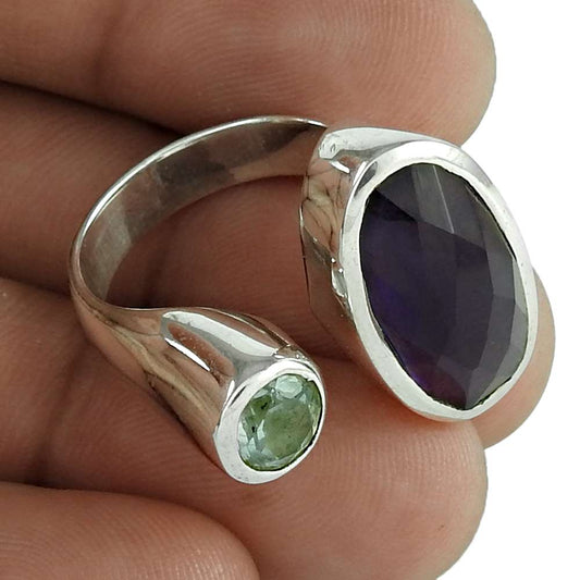 Natural Amethyst Gemstone Statement Woman Gift Ring Size 7 925 Silver E12