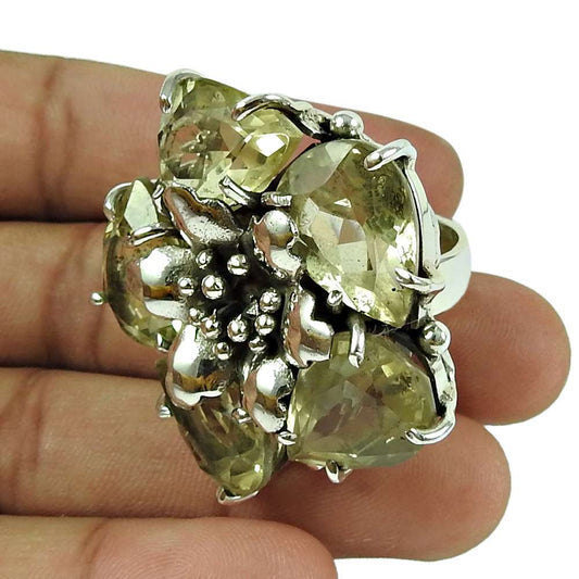 Good-Looking Lemon Quartz Gemstone Ring 925 Sterling Silver Antique Jewellery