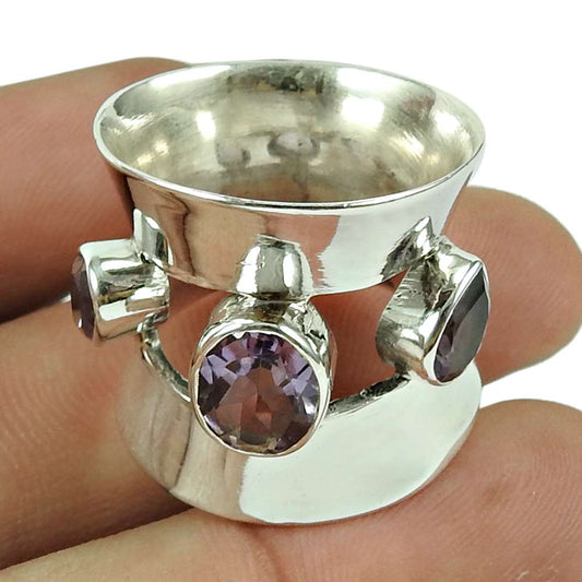 Sightly Amethyst Gemstone Ring Indian Sterling Silver Jewellery