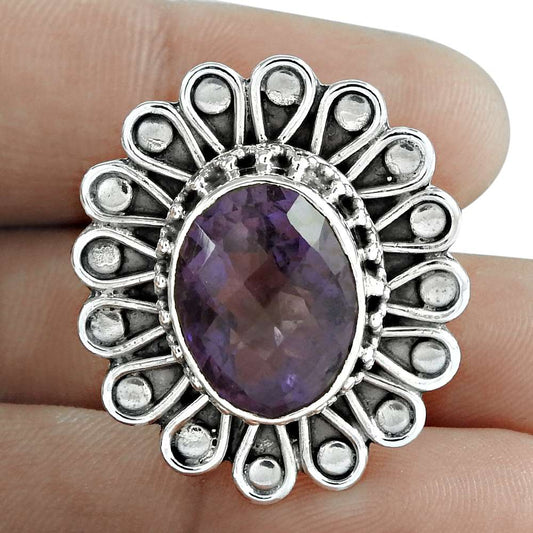 Natural Amethyst Gemstone Statement Christmas Gift Ring Size 6 925 Silver Y14