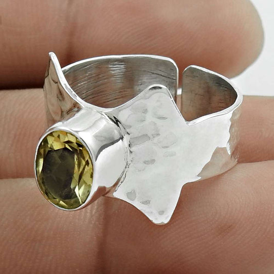 Natural Citrine Gemstone Boho Christmas Gift Ring Size 9 925 Sterling Silver A15