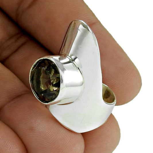 Natural Smoky Quartz Gemstone Cocktail Ring Size 7 925 Sterling Silver E24