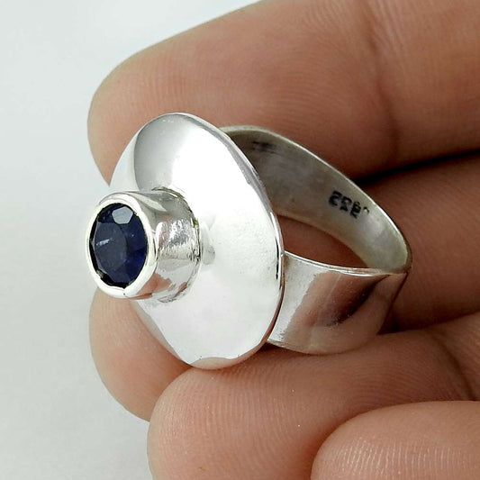 Woman Gift Iolite Gemstone Statement Bohemian Ring Size 6 925 Silver U47