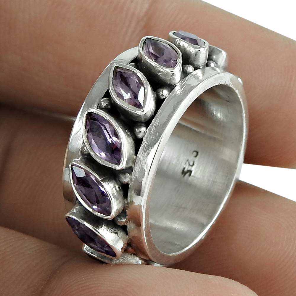 Natural Amethyst Gemstone Christmas Gift Ring Size 7 925 Sterling Silver D15