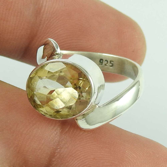 Gift For Women Cocktail Bohemian Ring Size 6.5 925 Silver Natural Citrine U16