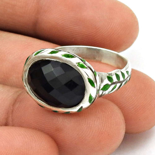 Natural Onyx Gemstone Cocktail Ring Size 7 925 Sterling Silver For Women B12