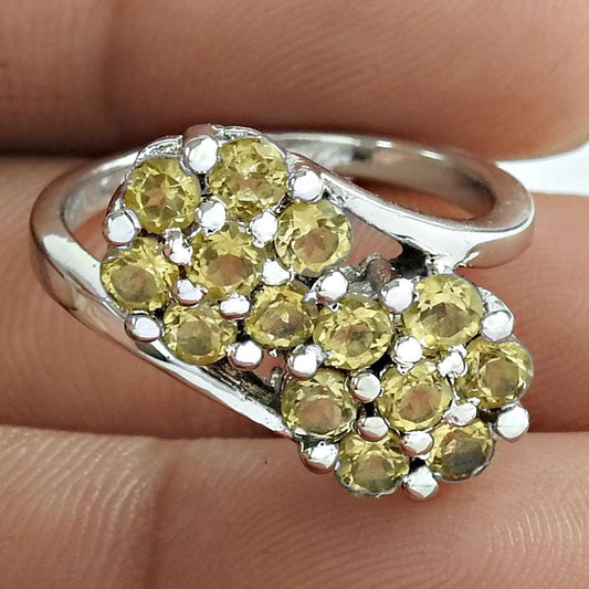 Engagement Ring Natural Citrine Gemstone Cocktail Ring Size 7 925 Silver T28