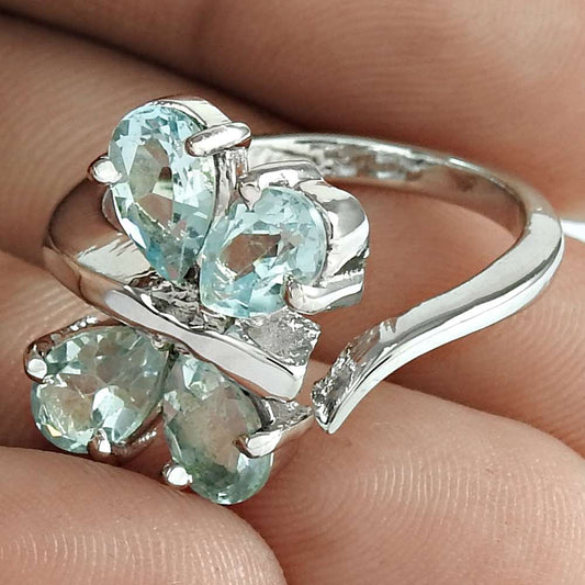 Natural Topaz Gemstone Solitaire Vintage Ring Size 8 925 Silver For Girls J12