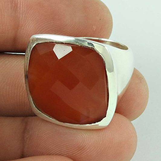 Woman Gift Natural Carnelian Boho Ring Size 7 925 Sterling Silver L12