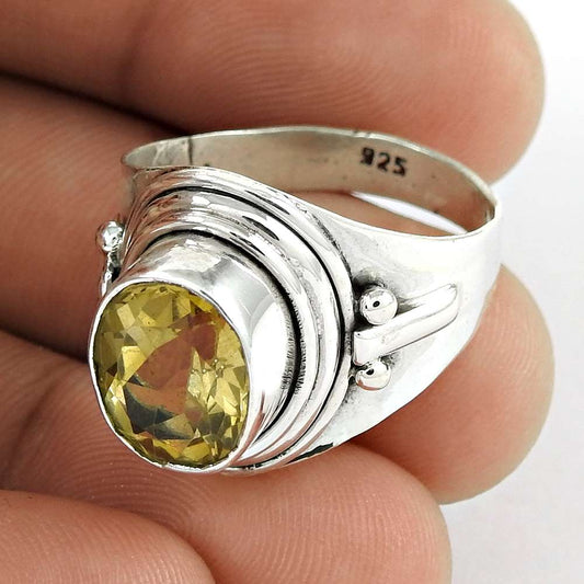 Natural Citrine Gemstone Statement Ring Size 9 925 Sterling Silver For Women E25