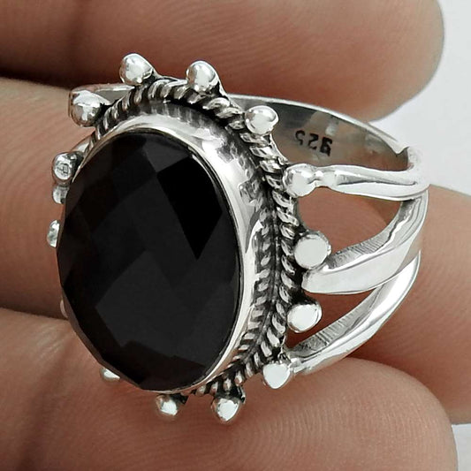 Christmas Gift Natural Onyx Statement Ring Size 6 925 Sterling Silver M15