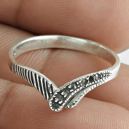 Christmas Gift Natural Cubic Zirconia Solitaire Boho Ring Size 8 925 Silver N15