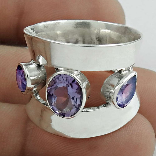 Christmas Gift 925 Silver Natural Amethyst Statement Ring Size 8 A14