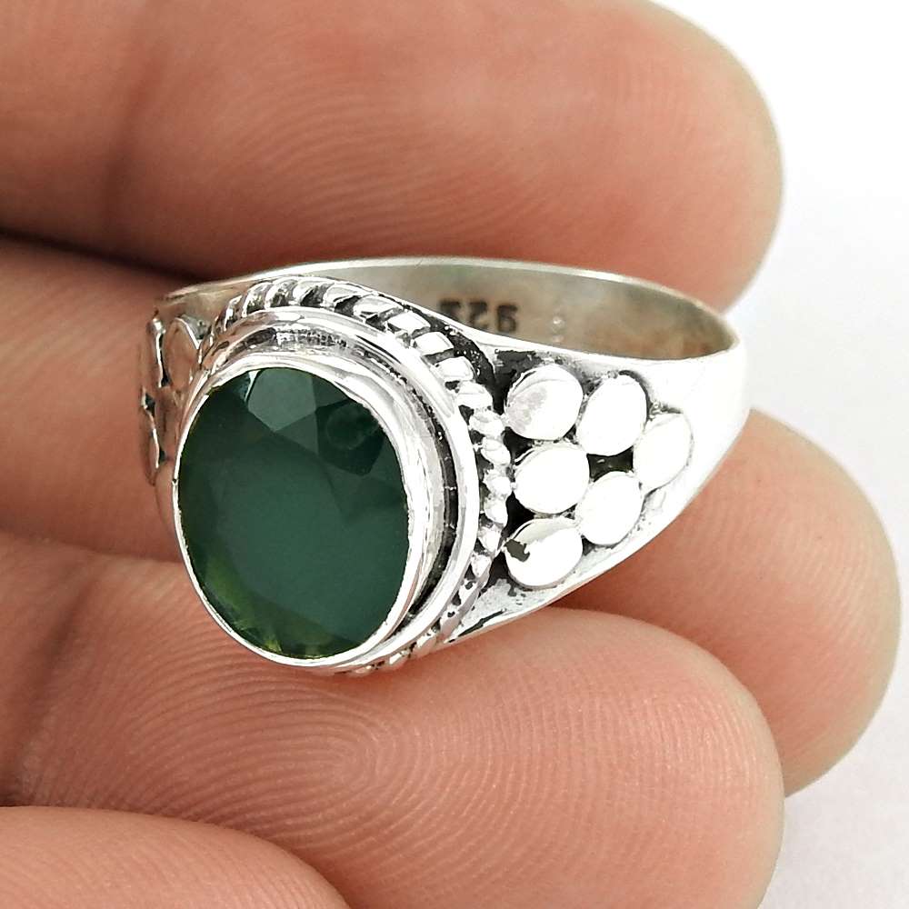 Woman Gift Onyx Gemstone Statement Tribal Ring Size 9 925 Silver J49